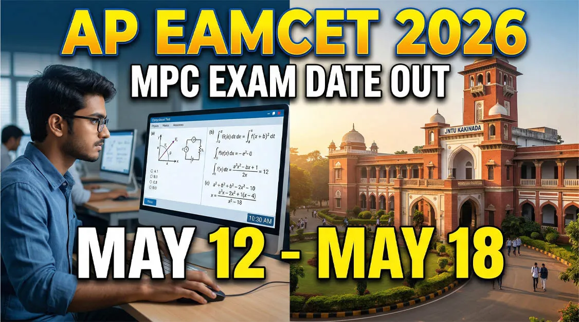 AP EAMCET 2026 Exam Date for MPC official notification and computer-based test interface for engineering aspirants.