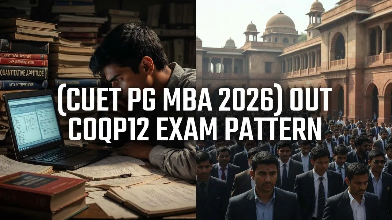 Student preparing for CUET PG 2026 exam analyzing the COQP12 MBA Question Paper on a laptop.